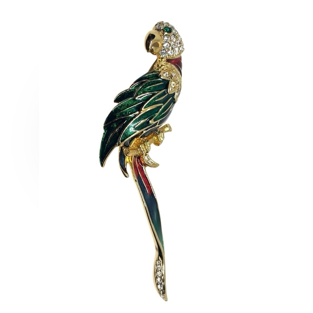 Vintage Parrot Rhinestone Brooch